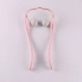 Pink plastic neck massager massage tool with two white spherical rollers designed for massager massage relieve use