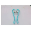 Turquoise six wheel neck massager massage tool in light blue plastic with two silver-colored massage nodes for relief