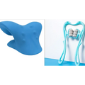 Turquoise six wheel neck massager massage cushion with ergonomic blue neck support and textured rounded contours