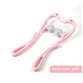Pink swan-shaped neck massager massage tool with three gray spherical rollers for massager massage relieve use