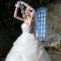 White lace bridal veil with delicate floral embroidery and scalloped edges from veil lace headdresses collection