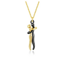 Gold and black two tone abstract hug necklace unisex men with twisted design pendant for stylish everyday wear