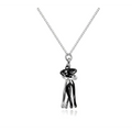 Silver pendant hug necklace unisex featuring two tone abstract figures in black and silver for necklace unisex men