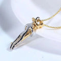 A two tone abstract hug necklace unisex men featuring a sleek gold and silver pendant with an elegant chain