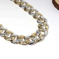 Two tone chain summer body jewelry belt featuring a textured hammered finish in gold and silver tones