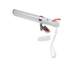 White led glow stick lights with translucent body silver metallic accents and attached white wrist straps for easy carrying