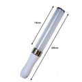 Two white led glow stick lights with wrist straps featuring a translucent white stick fluorescent and silver band, 25cm long
