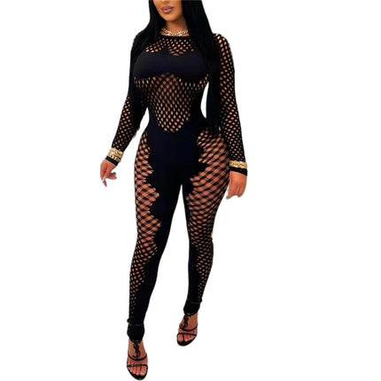 Sexy Womens Club Outfits Jumpsuit Long Sleeves Lace Jumpsuit Jumpsuits For Women Sexy (Black S)