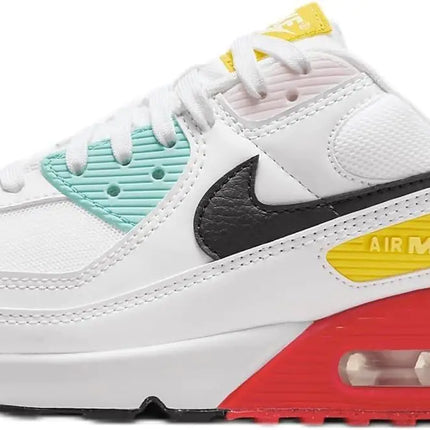 Nike Air Max 90 Womens Shoes (FZ3622-100 White/Pink Foam/Bright Crimson/Black) Size 9 - Royalessencelux