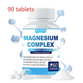 White plastic bottle of dulzee ultimate magnesium supplement complex containing 90 tablets with blue and white label