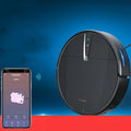 Black circular takor sweeping robot with ultra-thin mopping integrated and silver control panel with blue lighting