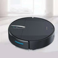 Black ultra-thin mopping integrated sweeping robot with sleek circular design blue accent lighting for automatic refilling sweeping