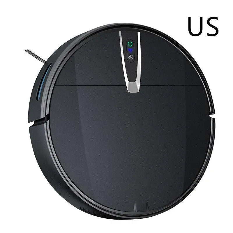 Black ultra-thin mopping integrated sweeping robot with matte finish and silver control panel for automatic refilling sweeping