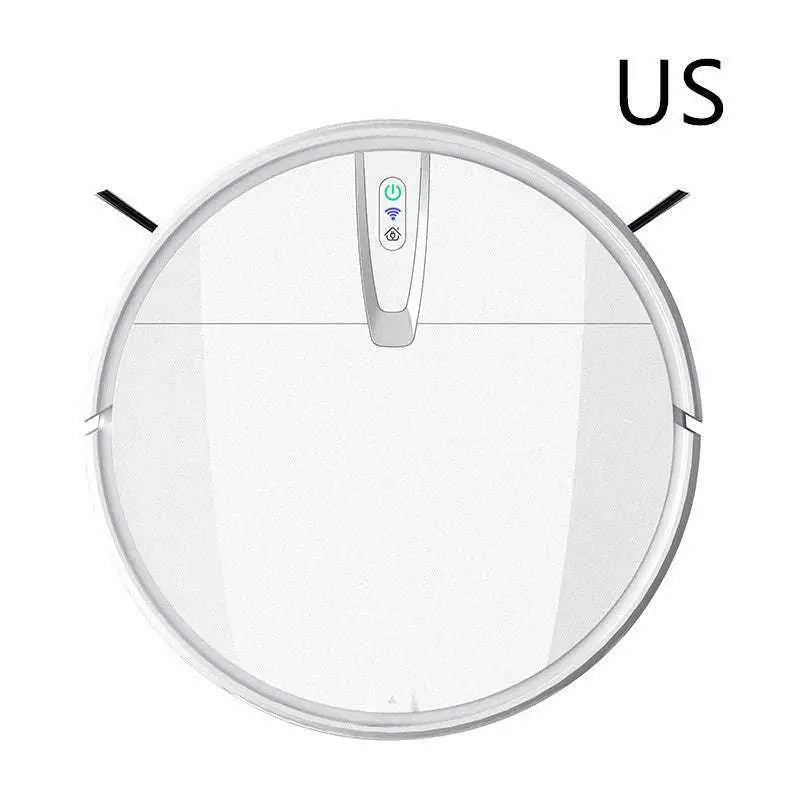 White circular ultra-thin mopping integrated sweeping robot with sleek design and top control buttons for automatic cleaning