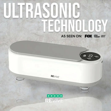 White and silver ultrasonic retainer cleaner machine with digital display and control buttons for precision cleaning
