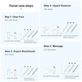 White ultrasonic skin scrubber exfoliating device with interchangeable shovel heads and dust-proof silicone cover