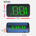 White rectangular universal head-up display car gps velometer with green digital speed led and type-c charging port