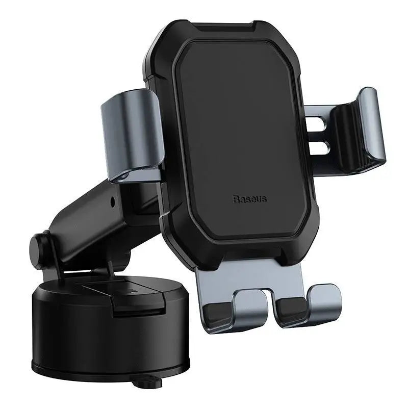 Black and silver basou car phone mount with adjustable arms and suction cup base universal navigation bracket design