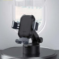 Black plastic car phone mount with adjustable arms and suction cup base universal navigation bracket for cars