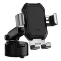 Black and silver universal navigation bracket car phone mount with suction cup base for secure dashboard use