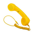 Bright yellow silicone universal phone retro handset with coiled cord and 3.5mm jack for modern use