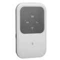 White rectangular unlocked 4g lte mobile hotspot portable router with rounded edges and dark gray display panel showing status icons