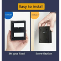 Black rectangular wall-mounted device with adhesive strips for 3m glue fixation on up and down solar powered garden lights back side