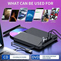 Black external cd dvd drive usb with sleek modern design multiple ports for usb 3.0 type c tf sd card compatibility