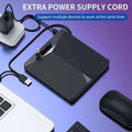 Black rectangular usb 3.0 type c external cd dvd drive with multiple ports and a sleek modern design and glossy finish