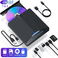 Black external cd dvd usb 3.0 type c dvd drive with multiple ports and a sleek modern design