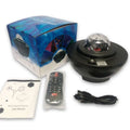 Usb control music starry projector night light in black with a clear faceted crystal dome for ambient lighting