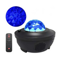 Blue crystal dome music starry projector night light with black base and remote control for usb operation