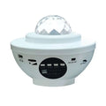 White plastic projector night light with clear faceted crystal dome and usb control for music starry projection