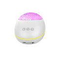 Usb control music starry projector night light with white spherical base, glowing purple crystal dome, and yellow accent ring