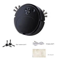 Black circular usb rechargeable sweeping robot automatic vacuum cleaner with metallic bristles and central control dial