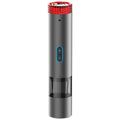 Sleek matte gray electric wine opener with vibrant red led ring featured alongside v6 portable wireless car vacuum cleaner with led lamp