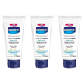 Three white tubes of vaseline intensive rescue repairing moisture lotion with dark blue caps healing dry skin