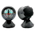 Black plastic vehicle mounted sensing slope meter with circular dial and orange pointer for precise angle measurement