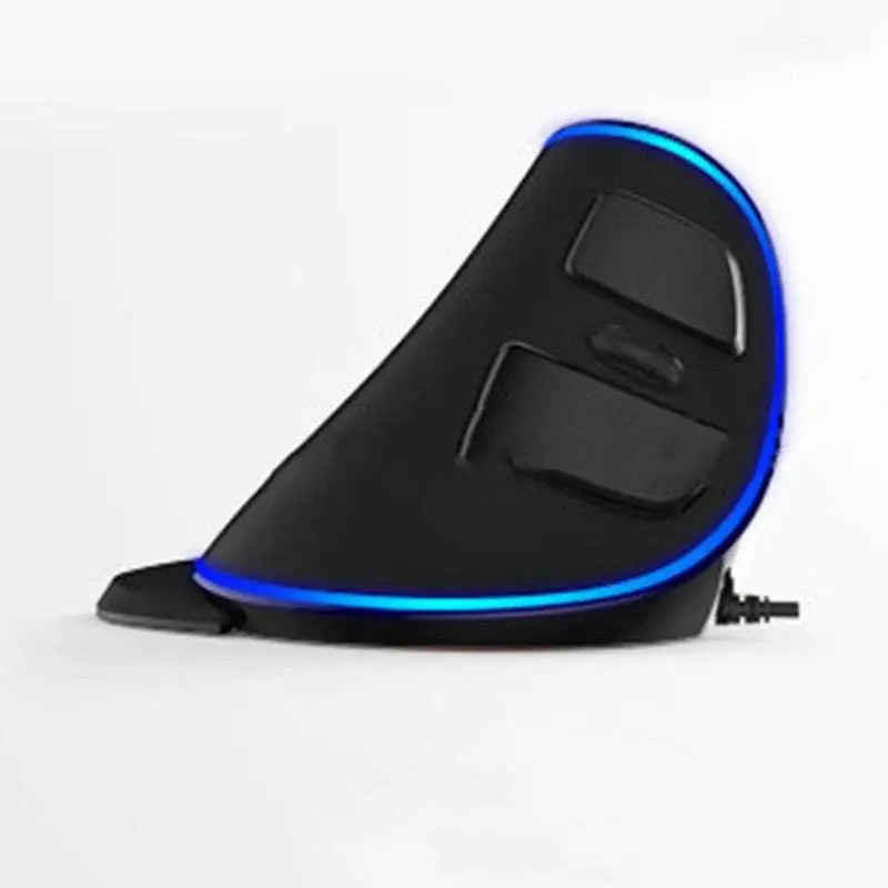 Black vertical ergonomic snail mouse pad with blue rainbow led lighting curved edges and multiple button controls