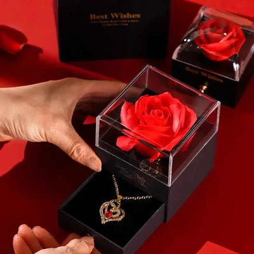 Sparkling Heart Love Necklace With Luxurious Rose Gift Box For Girlfriend Mom Christmas Valentine Gift 2024 Romantic Accessories
