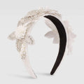Elegant white vintage crystal floral temperament hair accessories headband with sparkling rhinestones lace flowers and pearls