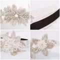 Elegant white vintage crystal floral temperament hair accessories featuring sparkling silver rhinestones lace and pearls
