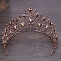 Rose gold ornate vintage elegant diamond bridal crown tiara with intricate filigree and clear and yellow gemstones