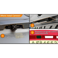 Black square-shaped vios reversing rear view camera with circular lens and four leds featuring rca connectors