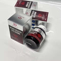 Black bottle with white cap and red heart label of vitality coenzyme tablets for energy metabolism scenarios and heart health