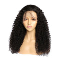 Black voluminous curly human hair lace front wig by Royale Essence Lux with 7-day satisfaction promise