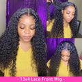 Black voluminous curly human hair lace front wig with 13x4 inch frontal by royale essence lux with 7-day satisfaction promise