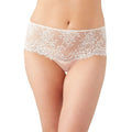 Wacoal womens center stage bikini white high-waisted briefs with lace trim and sheer floral pattern in xl size