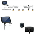 Black solar string lights with vintage-style warm Edison bulb fixtures for outdoor led landscape garden use