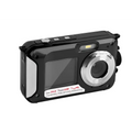 Waterproof 24mp rugged selfie digital camera in black with silver lens ring and textured grip for durable use
